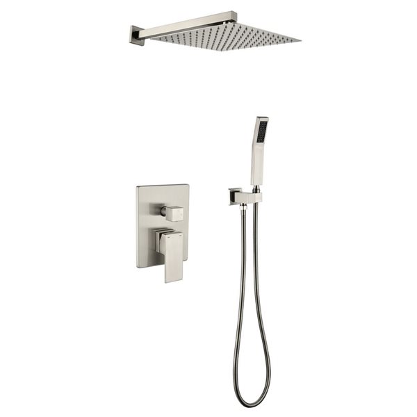 WELLFOR 2-Function 12-in Shower Head Shower System in Brushed Nickel