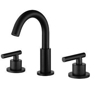 WELLFOR Matte Black 8-in Widespread Bathroom Sink Faucet with Double Handle