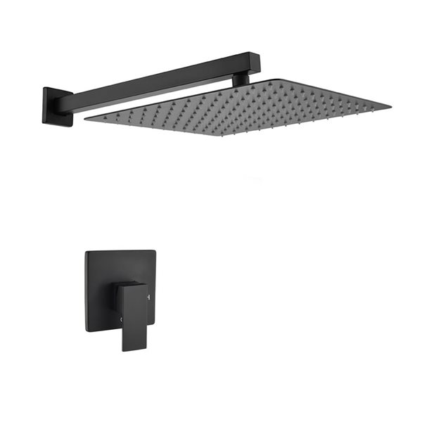 WELLFOR 10-in Head Shower with Pressure Balance and Diverter in Matte Black