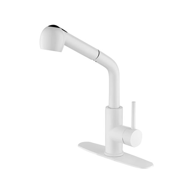 WELLFOR Sink Faucets White 1handle Deck Mount Pullout Handle/lever