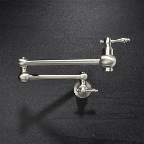WELLFOR Sink Faucets Brushed Nickel 2-handle Wall Mount Pot Filler Handle/lever Residential Kitchen Faucet