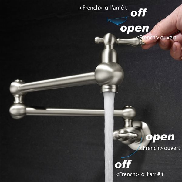 WELLFOR Sink Faucets Brushed Nickel 2-handle Wall Mount Pot Filler Handle/lever Residential Kitchen Faucet