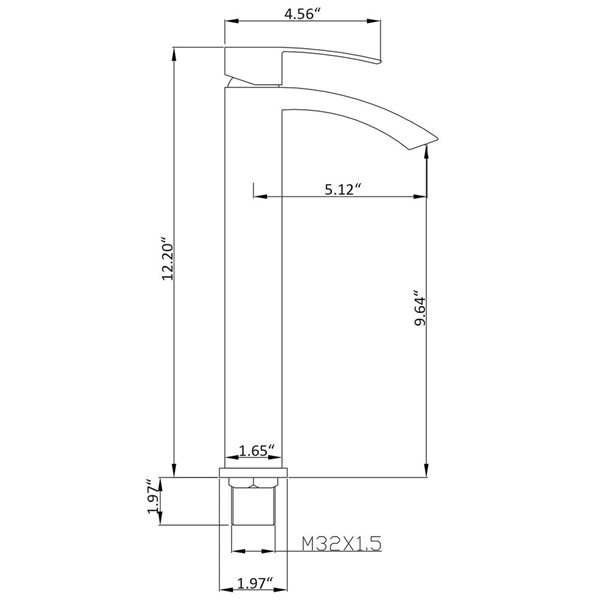 WELLFOR 12-in Matte Black Deck-Mounted Bathroom Sink Faucet