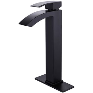 WELLFOR 12-in Matte Black Deck-Mounted Bathroom Sink Faucet