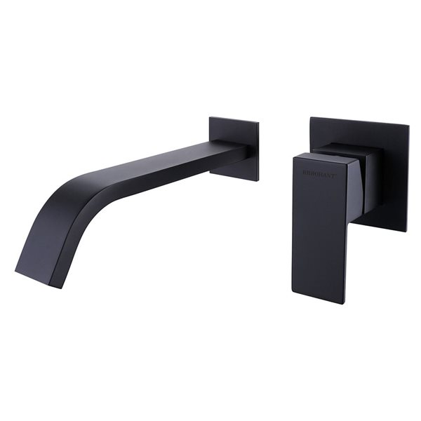 WELLFOR Matte Black Wall-Mounted Bathroom Sink Faucet with Single ...