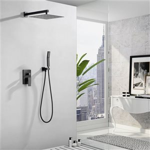 WELLFOR 2-Function 12-in Shower Head Shower System in Matte Black