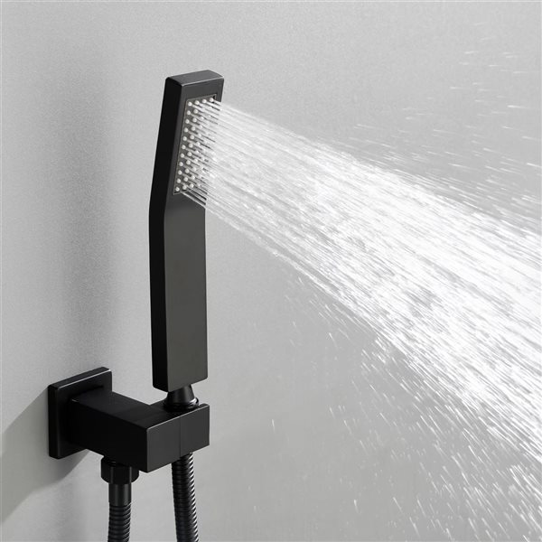 WELLFOR 3-Function Wall-Mounted Shower System with 10-in Rain Shower Head in Matte Black