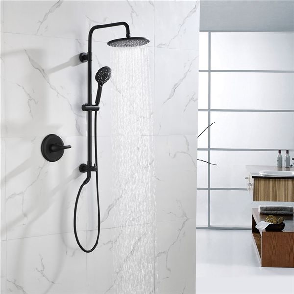 WELLFOR 16-in Ceiling Mounted Shower System Matte Black Built-In Shower  Faucet System with 2-way Diverter Valve Included