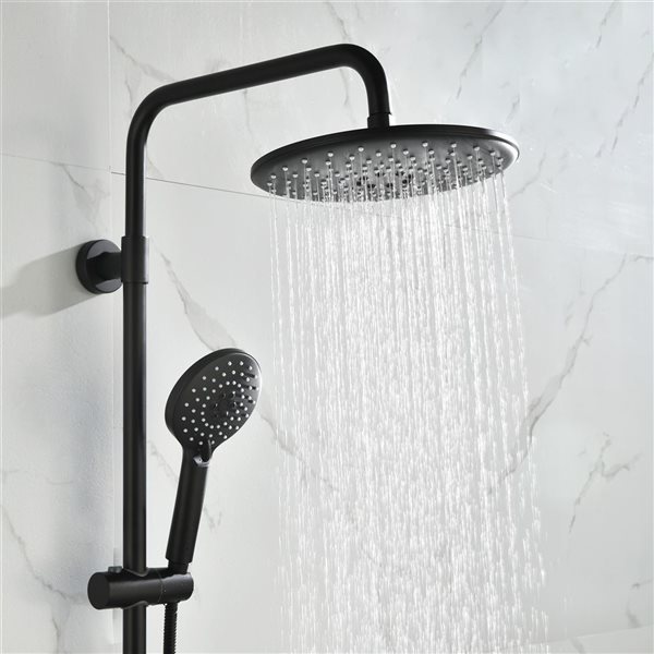 WELLFOR 16-in Ceiling Mounted Shower System Matte Black Built-In Shower  Faucet System with 2-way Diverter Valve Included