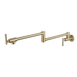 WELLFOR Sink Faucets Brushed Gold 2-handle Wall Mount Pot Filler Handle/lever Residential Kitchen Faucet