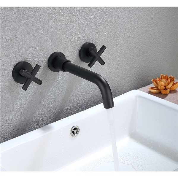 WELLFOR 2-Handle Bathroom Sink Faucet in Matte Black