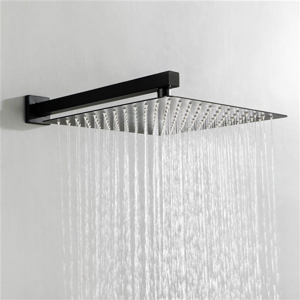 WELLFOR Matte Black 12-in Rain Shower Head