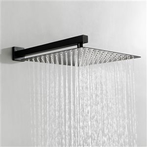 WELLFOR Matte Black 12-in Rain Shower Head