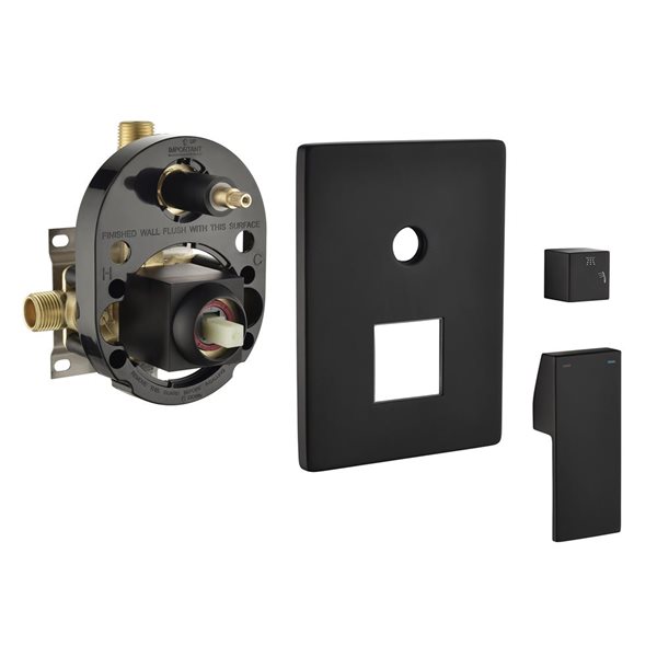 WELLFOR 2-Function Wall-Mounted Shower System with 10-in Rain Shower Head in Matte Black