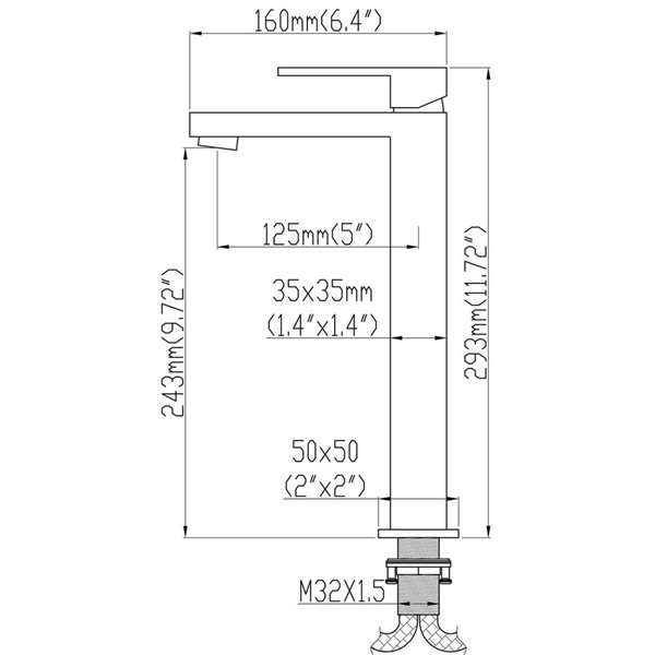 WELLFOR 12-in Matte Black Deck-Mounted Bathroom Sink Faucet