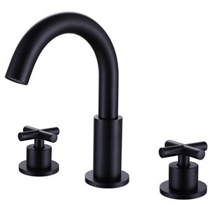 WELLFOR Matte Black 8-in Widespread Bathroom Sink Faucet with Double Handle