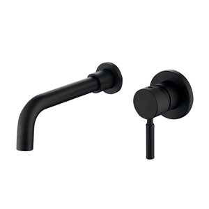 WELLFOR Matte Black Wall-Mounted Bathroom Sink Faucet with Single Handle