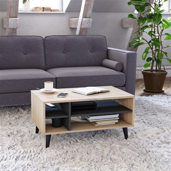 CorLiving Cole 31.5-in Light Brown/Grey Composite Coffee Table with Storage