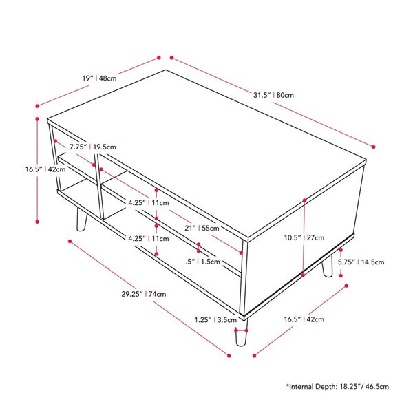 CorLiving Cole 31.5-in Light Brown/Grey Composite Coffee Table with Storage