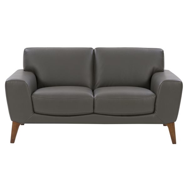 CorLiving London Modern Grey Faux Leather Loveseat