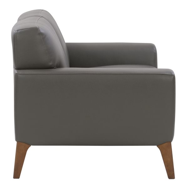 CorLiving London Modern Grey Faux Leather Loveseat