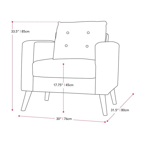 Corliving Elewood Midcentury Grey Polyester Accent Chair