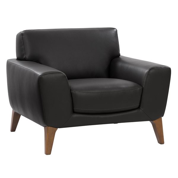 Modern black leather online accent chair