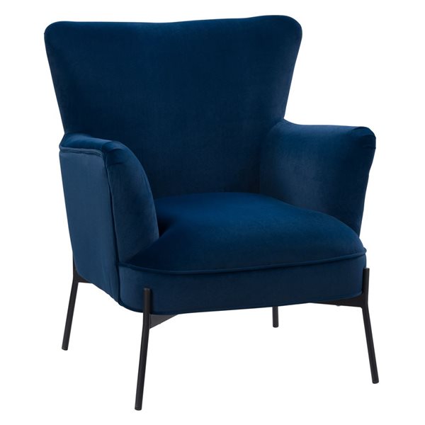 Corliving Elewood Modern Blue Polyester Wingback Chair