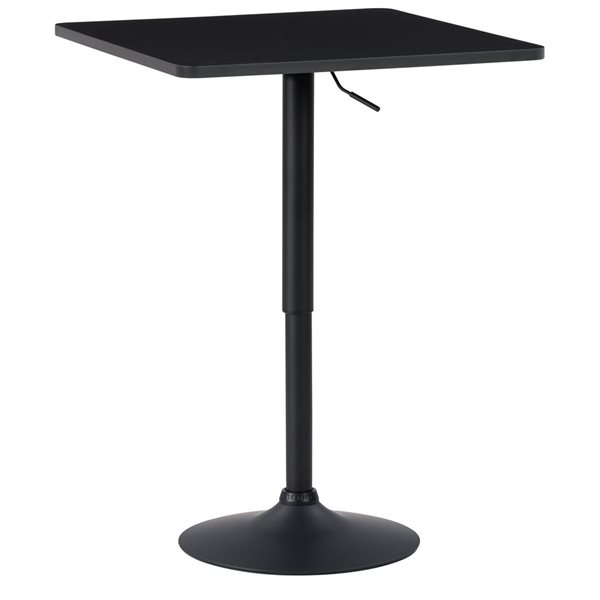 Table ajustable carrée en composite noir par CorLiving avec base en métal noir