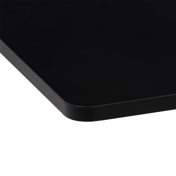 Table ajustable carrée en composite noir par CorLiving avec base en métal noir