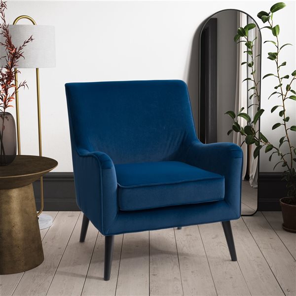 Fauteuil d'appoint moderne en polyester Elewood par CorLiving, bleu foncé