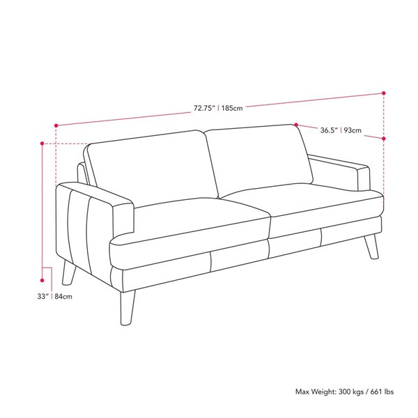 CorLiving Paris Modern Dark Grey Polyester Sofa