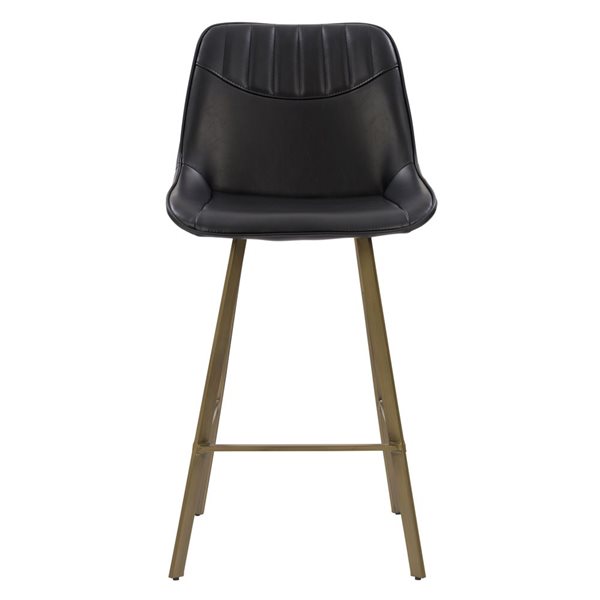 CorLiving Christoff Black Bar Height (27-in to 35-in) Upholstered Bar Stool - Set of 2