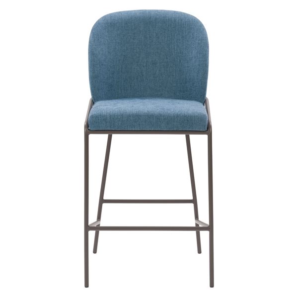 CorLiving Blakeley Blue Bar Height (27-in to 35-in) Upholstered Bar Stool