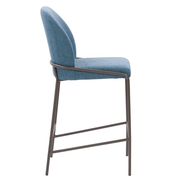 CorLiving Blakeley Blue Bar Height (27-in to 35-in) Upholstered Bar Stool