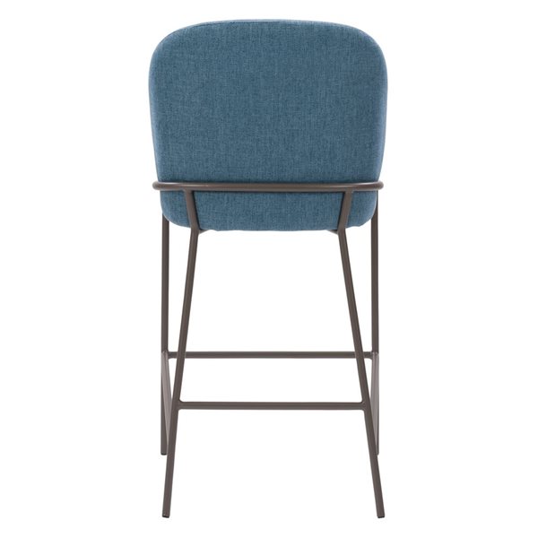 CorLiving Blakeley Blue Bar Height (27-in to 35-in) Upholstered Bar Stool