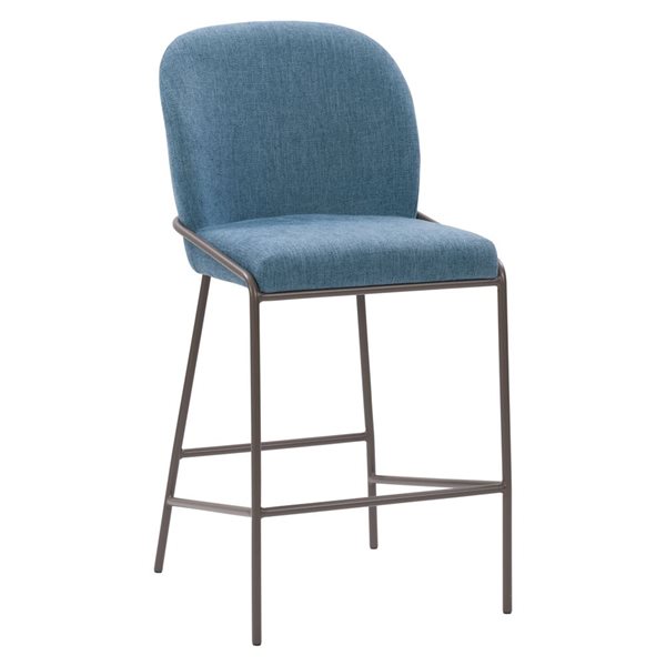 CorLiving Blakeley Blue Bar Height (27-in to 35-in) Upholstered Bar Stool