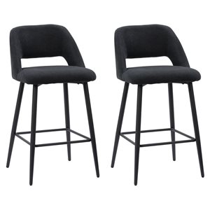 Tabouret de bar rembourré noir à hauteur de bar (27 po à 35 po) Talia par CorLiving, ens. de 2