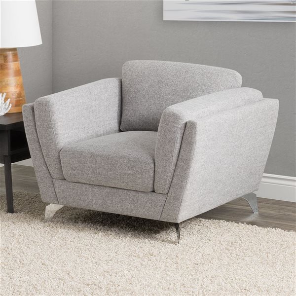 Corliving Lansing Modern Light Grey Polyester Accent Chair