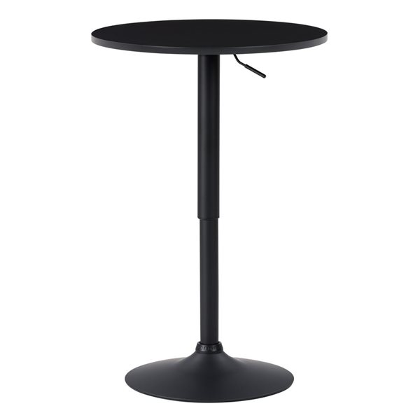 Table ajustable ronde en composite noir par CorLiving avec base en métal noir