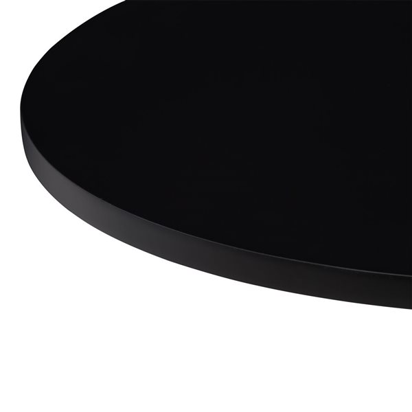 Table ajustable ronde en composite noir par CorLiving avec base en métal noir
