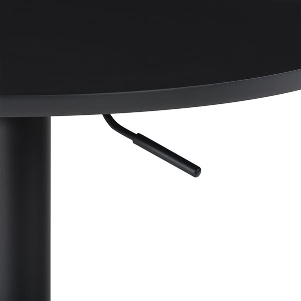 Table ajustable ronde en composite noir par CorLiving avec base en métal noir