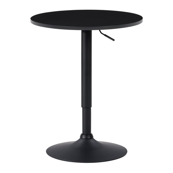 Table ajustable ronde en composite noir par CorLiving avec base en métal noir