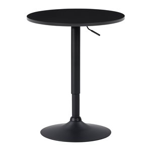 CorLiving Black Composite Round Adjustable Table with Black Metal Base