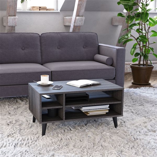 CorLiving Cole 31.5-in Dark Grey Composite Coffee Table with Storage