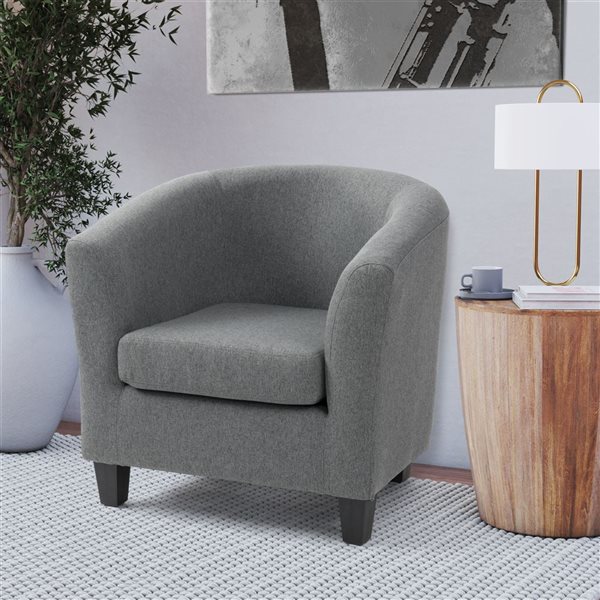 Fauteuil club moderne en polyester Elewood par CorLiving, gris