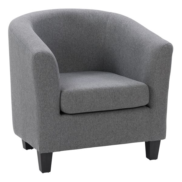 Fauteuil club moderne en polyester Elewood par CorLiving, gris