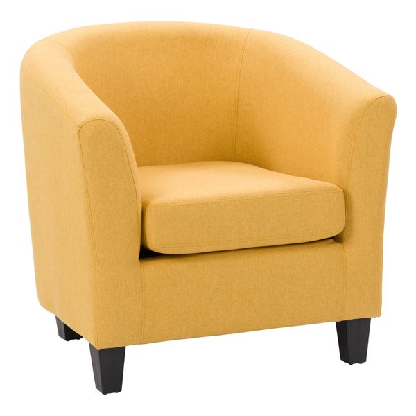 Fauteuil club moderne en polyester Elewood par CorLiving, jaune