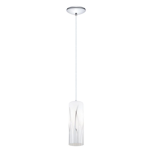 Luminaire suspendu à 1 lumière en chrome Rivato par EGLO avec verre blanc et chrome