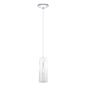 Luminaire suspendu à 1 lumière en chrome Rivato par EGLO avec verre blanc et chrome